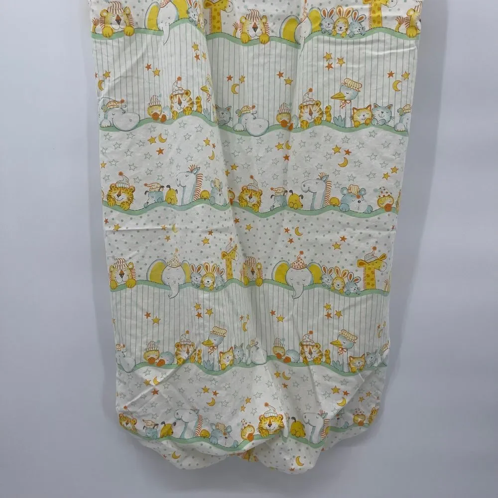 VINTAGE BABY CRIB SHEET STAR MOON SLEEPY GIRAFFE DUCK DOG CAT TIGER BEAR ANIMALS